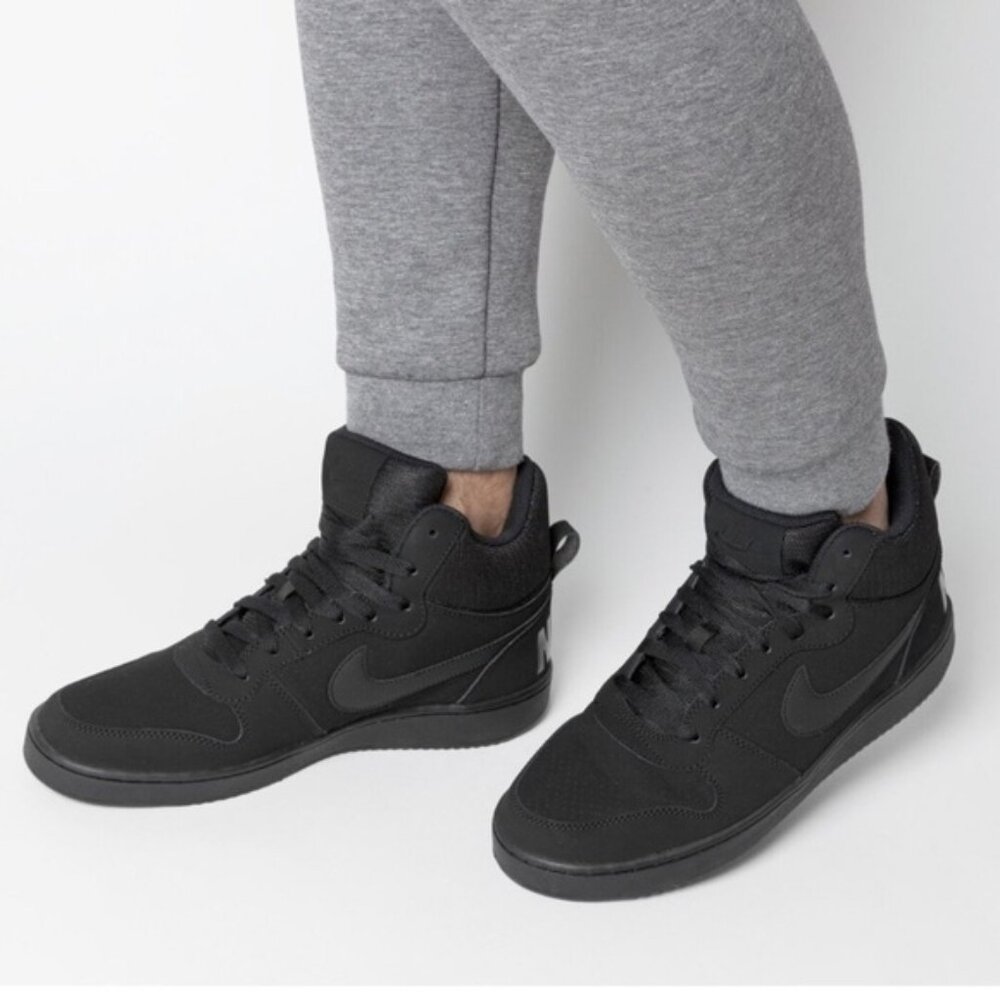 Nike Men Court Vision Size 9 Black MID High-Top Sneakers Running Shoes